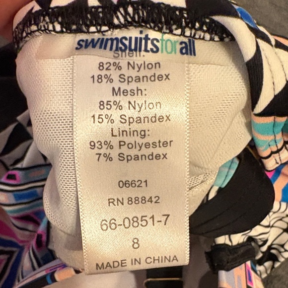 Swimsuits For All Geometric Multicolor One Piece - Picture 3 of 3